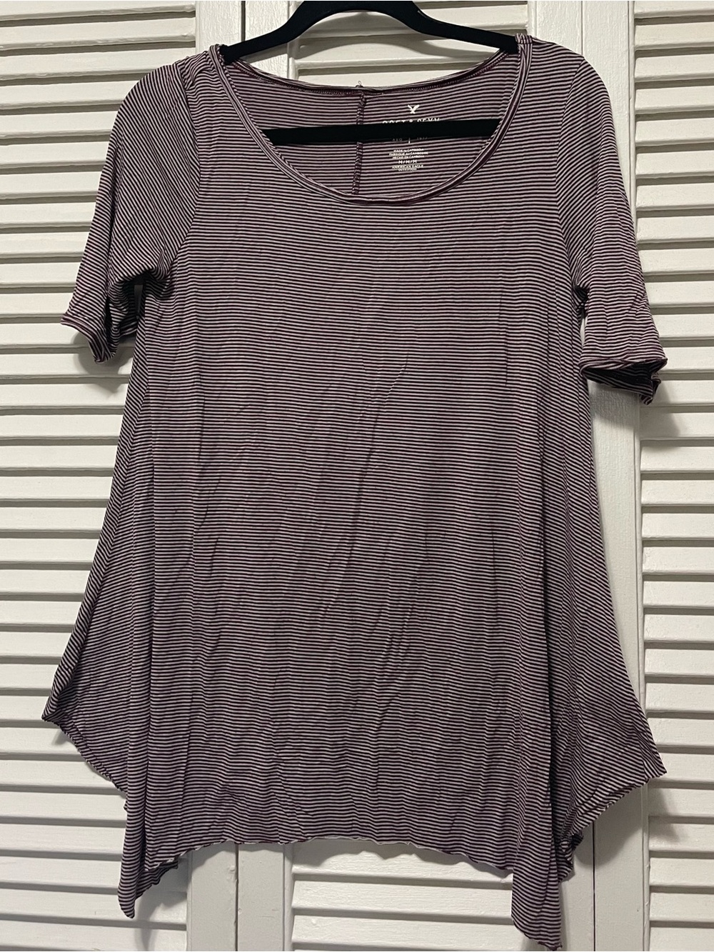 American Eagle Outfitters Striped Scoop Neck Tunic - Purple & White